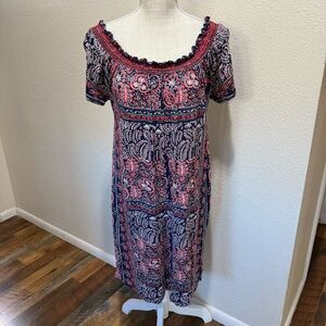 Lucky Brand Smocked Neck Dress - Boho - Size Medium